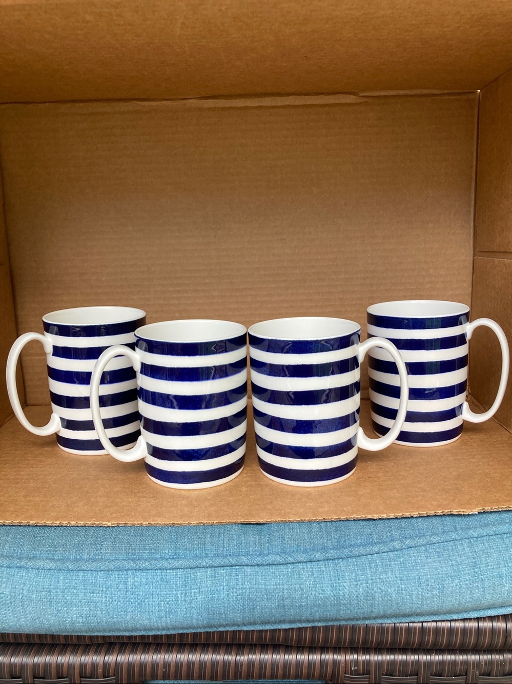 Lenox Kate Spade Charlotte Street North Blue Mugs- set of 4